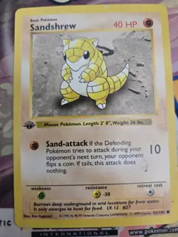 LP Pokemon Card - Sandshrew 1st Edition Base Set (Shadowless) 62/102 Common - Image 1