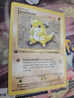 LP Pokemon Card - Sandshrew 1st Edition Base Set (Shadowless) 62/102 Common - Image 2