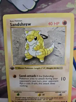 LP Pokemon Card - Sandshrew 1st Edition Base Set (Shadowless) 62/102 Common - Image 5