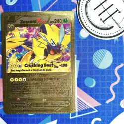 Pokemon Zeraora VStar Gold Foil Holo Textured Fan Art Card Nintendo - Image 1