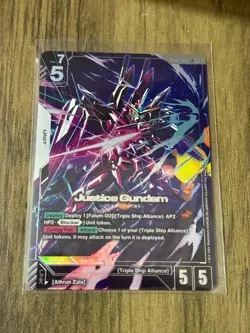 GUNDAM TCG CARD GAME JUSTICE GUNDAM - GD01-066 LR+ FOIL ENGLISH NEWTYPE RISING - Image 1