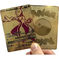 Mewtwo GX Full Art Gold Metal Trading Card Collectable/ Gift. - Image 1