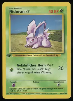 NIDORAN (German) Pokemon Base Set - 1st Edition 55/102 - NM - Image 1