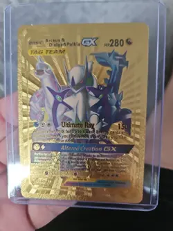 Arceus & Dialga & Palkia Gold Foil Fan Art Vinyl Textured Collector Pokemon - Image 1