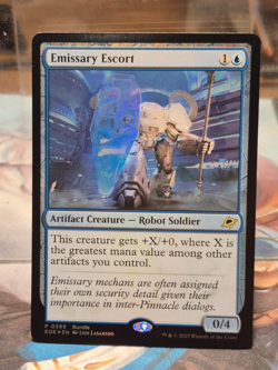P 0399 Emissary Escort FOIL Edge of Eternities Rare MTG Card EOE ALT ART Robot - Image 1
