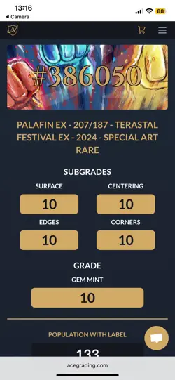 Palafin ex SAR 207/187 Terastal Festival Ace 10 Pokemon Card Japanese - Image 3