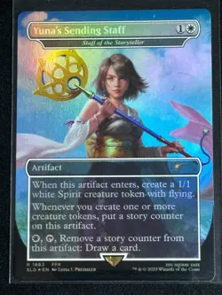 MTG Final Fantasy Secret Lair Yuna's Sending Staff of the Storyteller Foil SP 5 - Image 1