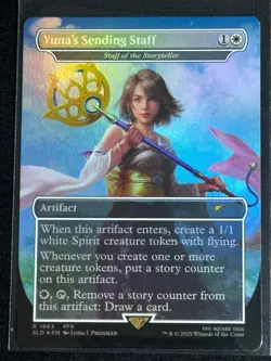 MTG Final Fantasy Secret Lair Yuna's Sending Staff of the Storyteller Foil SP 6 - Image 1