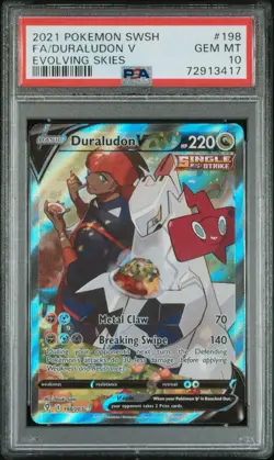 2021 Pokemon Evolving Skies Duraludon V 198/203 FA Alternative Artwork PSA 10 - Image 1