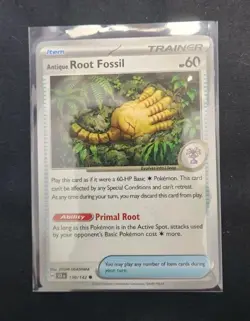 Antique Root Fossil 130/142 Pokemon TCG Card SCR STELLAR CROWN Near Mint NM - Image 1