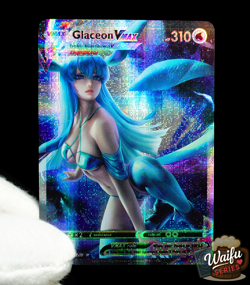 Pokemon Glaceon VMAX Secret Rare Holo FX Alt Art Sexy Waifu Anime Custom Card - Image 1