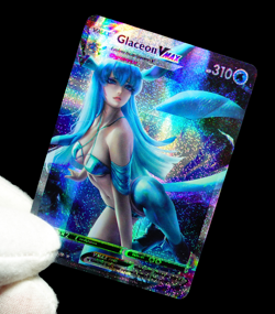 Pokemon Glaceon VMAX Secret Rare Holo FX Alt Art Sexy Waifu Anime Custom Card - Image 5