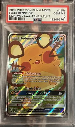 Pokemon Card Dedenne GX 195a/214 Sun Moon Trainers Toolkit PSA 10 - Image 1