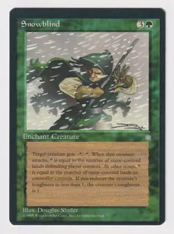 Miscut Snowblind MP Ice Age MTG Magic Factory Error Misprint Reserved List Rare! - Image 1