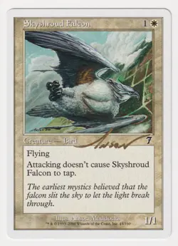 Gold Signed Skyshroud Falcon LP 7th Edition Artist Anson Maddocks 2001 MTG Magic - Image 1