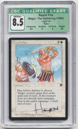 Graded Signed Rapid Fire CGC 8.5 Legends Artist Justin Hampton MTG Reserved List - Image 1