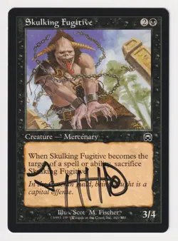 Signed Skulking Fugitive LP Mercadian Masques Artist Scott M. Fischer MTG Magic! - Image 1