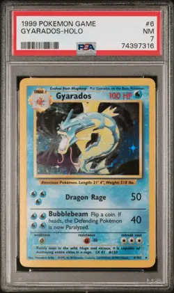1999 POKEMON BASE SET UNLIMITED #6 GYARADOS-HOLO PSA 7 - Image 1