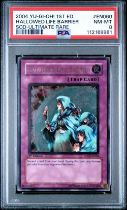 Yugioh Hallowed Life Barrier SOD-EN060 Soul of the ultimate -1st Edition PSA 8 - Image 1