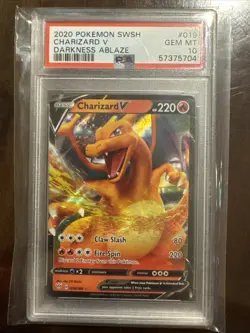 PSA 10 Charizard V Darkness Ablaze 019/189 GEM MINT Pokemon Card Full Art Holo - Image 1