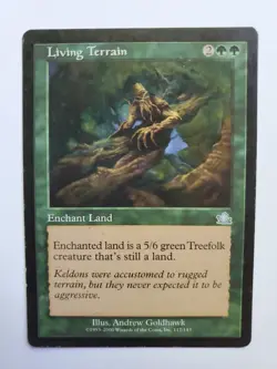 MTG Magic The Gathering Card Living Terrain Enchant Land Green Prophecy - Image 1
