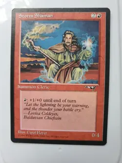 MTG Magic The Gathering Card Storm Shaman Summon Cleric Red Alliances 1996 - Image 1