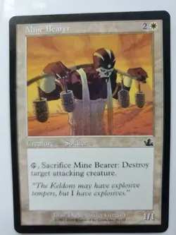 MTG Magic The Gathering Card Mine Bearer Creature Soldier White Prophecy - Image 1