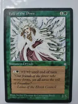 MTG Magic The Gathering Card Folk of the Pines Summon Dryads Green Ice Age 1995 - Image 1