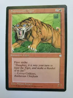 MTG Magic The Gathering Card Sabretooth Tiger Summon Tiger Red Ice Age 1995 - Image 1