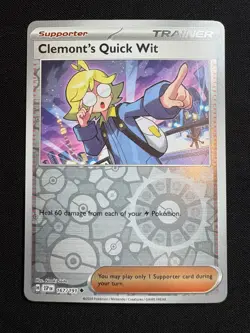 Clemont's Quick Wit 167/191 Reverse Holo LP- Pokemon S&V Surging Sparks SSP - Image 1