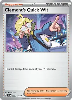Clemont's Quick Wit 167/191 Reverse Holo LP- Pokemon S&V Surging Sparks SSP - Image 4