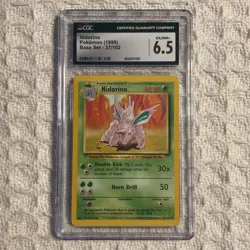 Nidorino 037/102 Vintage Pokemon Base Set CGC 6.5 NM+ - Image 1