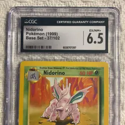 Nidorino 037/102 Vintage Pokemon Base Set CGC 6.5 NM+ - Image 3