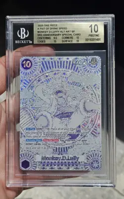 (1) BGS Pristine 10 2025 One Piece SILVER MONKEY D. LUFFY 3rd Anniversary Card - Image 1