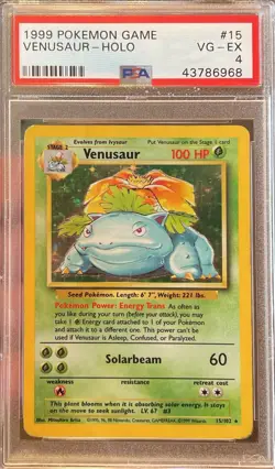 1999 Pokemon Game Base Set Venusaur Holo PSA 4 WOTC Vintage #15 - Image 1