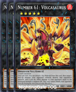 Yugioh! 3x Number 61: Volcasaurus RARE Justice Hunters JUSH-EN043 - Image 1