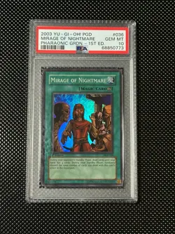 YUGIOH PSA 10 2003 Mirage of Nightmare PGD-036 Super Rare 1st Edition *0773 - Image 1