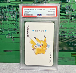 Pikachu PSA 10 Pokemon Silver Playing Card Joker #025A Poker Vintage Japan - Image 1