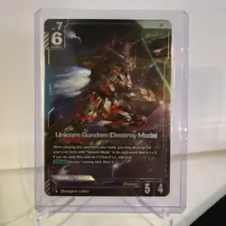 UNICORN GUNDAM (DESTROY MODE) GD01-002 LR+ FOIL ENGLISH NEWTYPE - Image 1