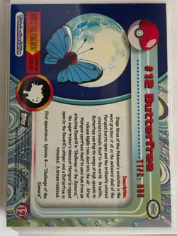 Pokemon - Butterfree #12 Topps TV Animation Black Logo Non Holo 2nd Print NM - Image 2