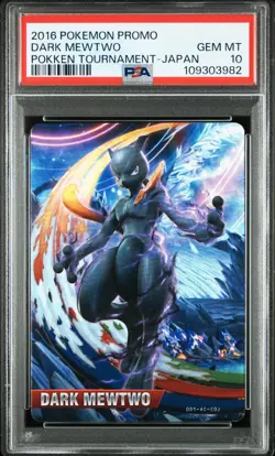 2016 POKEMON PROMO POKKEN TOURNAMENT JPN DARK MEWTWO PSA 10 - Image 1