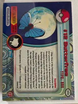 Pokemon - Butterfree #12 Topps TV Animation Blue Logo Holo 1st Print 1999 NM - Image 2