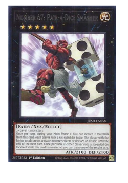 x3 Number 67: Pair-a-Dice Smasher - JUSH-EN058 - Rare - YuGiOh - Image 1