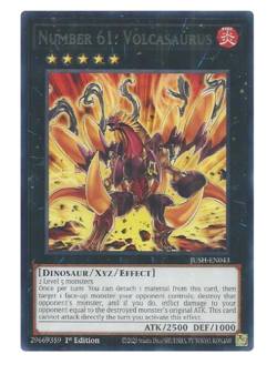 x3 Number 61: Volcasaurus - JUSH-EN043 - Rare - YuGiOh - Image 1