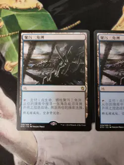 Polluted Delta CHINESE MTG Khans of Tarkir Rare Land (3x chin 1x eng)LP to NM x4 - Image 2