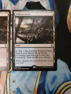 Polluted Delta CHINESE MTG Khans of Tarkir Rare Land (3x chin 1x eng)LP to NM x4 - Image 5