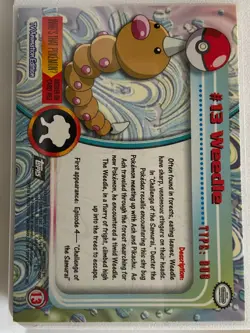 Pokemon - Weedle #13 Topps TV Animation Black Logo Non Holo 2nd Print NM - Image 2