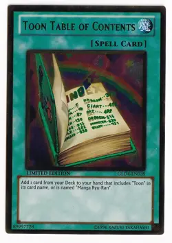 YuGiOh Toon Table of Contents GLD4-EN039 Gold Series Limited Edition NM - Image 1