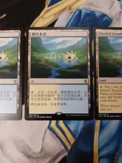 Flooded Strand CHINESE MTG Khans of Tarkir Rare Land 2x chi 1x eng Near-Mint x3 - Image 3