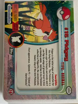 Pokemon - Pidgey #16 Topps TV Animation Black Logo Non-Holo 2nd Print 1999 NM - Image 2